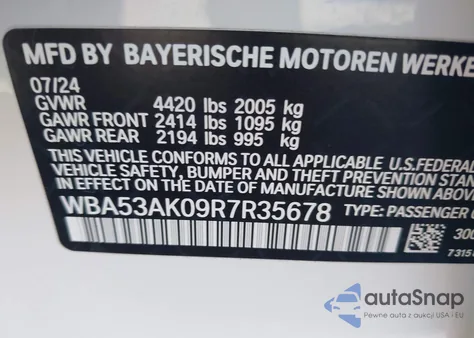 2024 BMW 228I Gran Coupe Sdrive z USA, uszkodzony, nr VIN WBA53AK09R7R35678